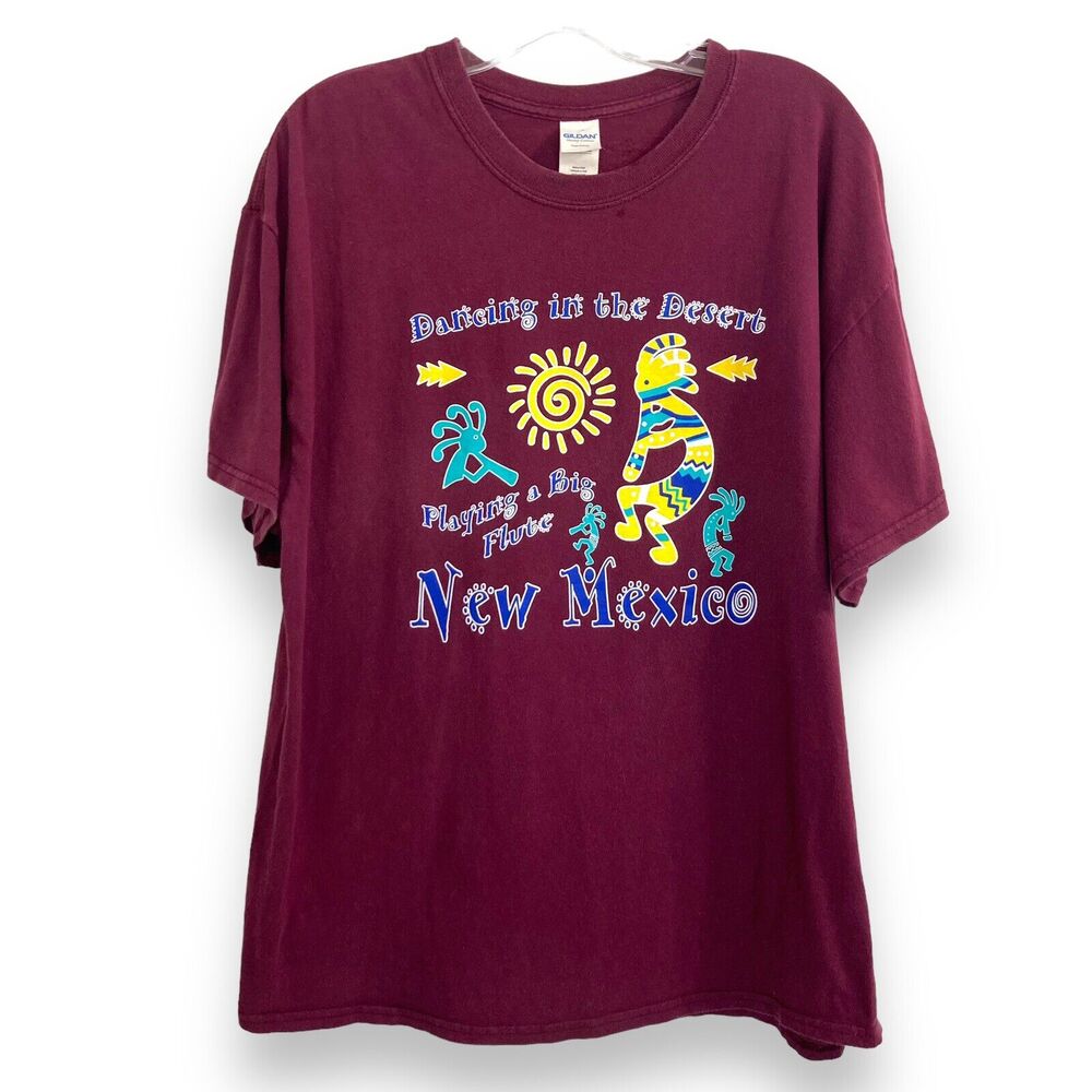 Kokopelli Graphic T-Shirt New Mexico Cotton Tee XL Maroon